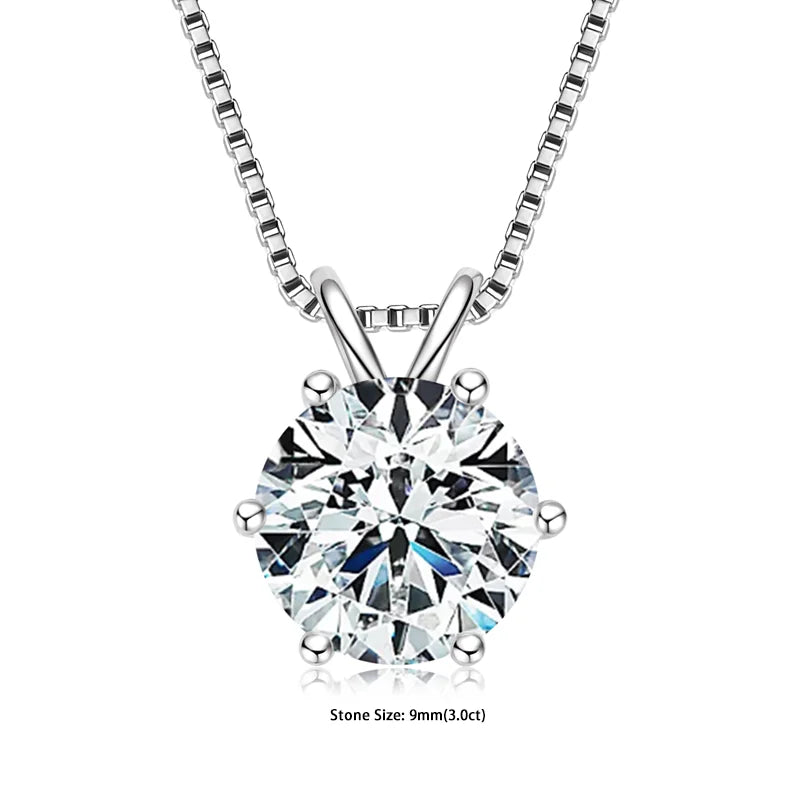 "GRA Certified 0.5-5ct Moissanite Pendant, 925 Sterling Silver Necklace, Elegant Gift for Women."