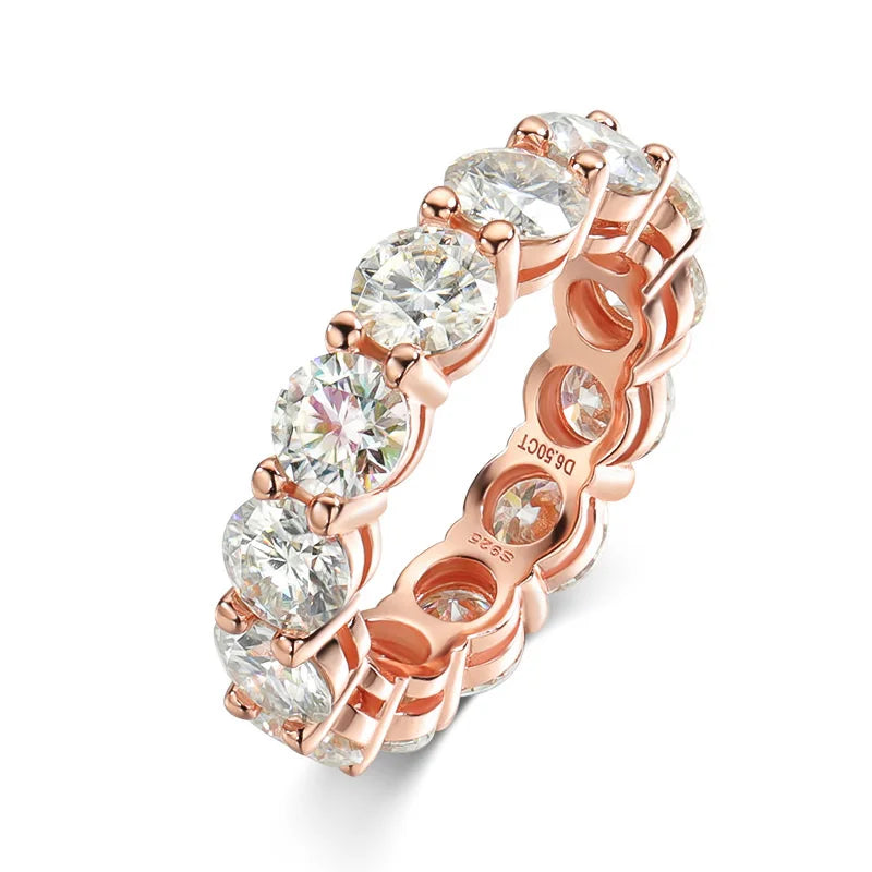 “Rose Gold Color Moissanite Rings 3-5mm Women Wedding 925 Sterling Silver Jewelry.”
