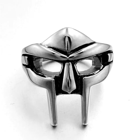 “Vintage Goth MF Doom Mask Adjustable Ring - Punk Egyptian Pharaoh Jewelry for Men.”