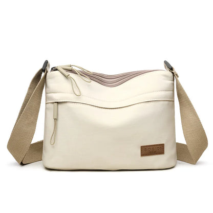 “3-Pocket High Capacity Canvas Shoulder Bag, Crossbody Purse, Ideal for Mothers”