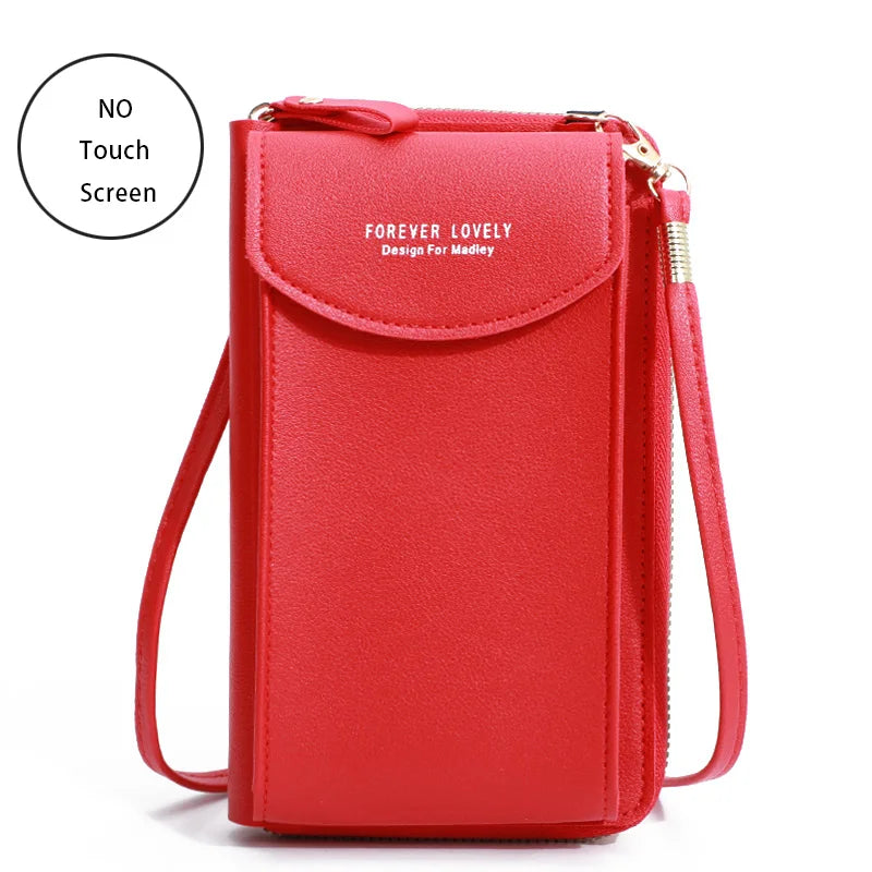 “Women’s soft leather crossbody handbag with touch screen phone purse, small wallet.”