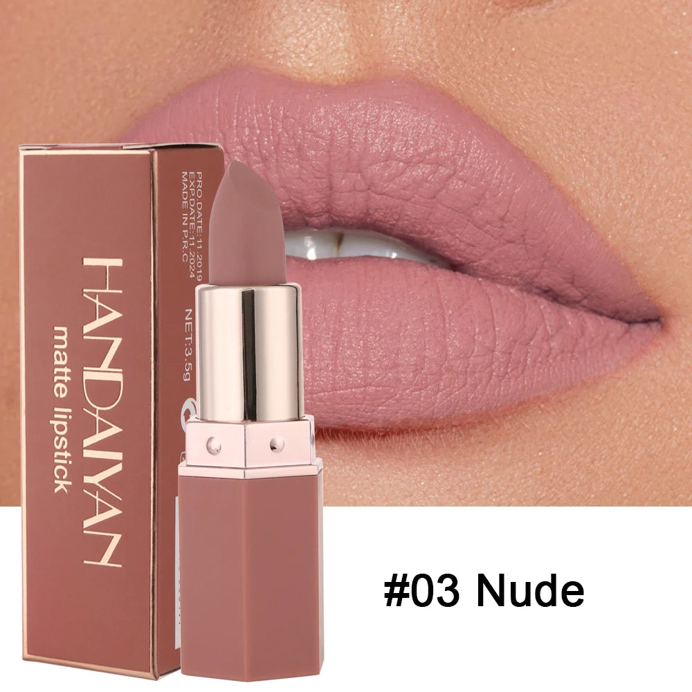 “6-Color Matte Lipstick - Long-Lasting, Non-Fading, Waterproof Velvet Finish.”