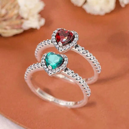 “Shiny Zircon Heart Ring - 925 Sterling Silver Luxury Jewelry for Engagements & Weddings.”