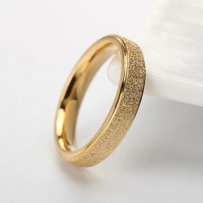“SUNIBI Frosted Stainless Steel Ring - Simple Gold Color Wedding Jewelry for Women.”