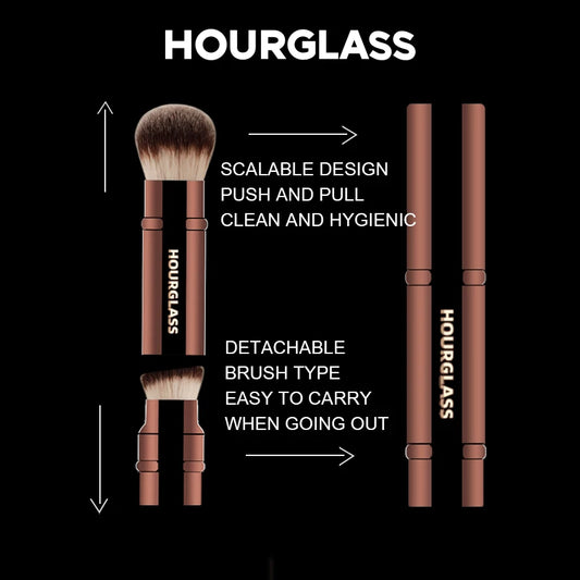 “Double head retractable foundation brush, soft fiber, smudge-proof, perfect flawless face makeup.”