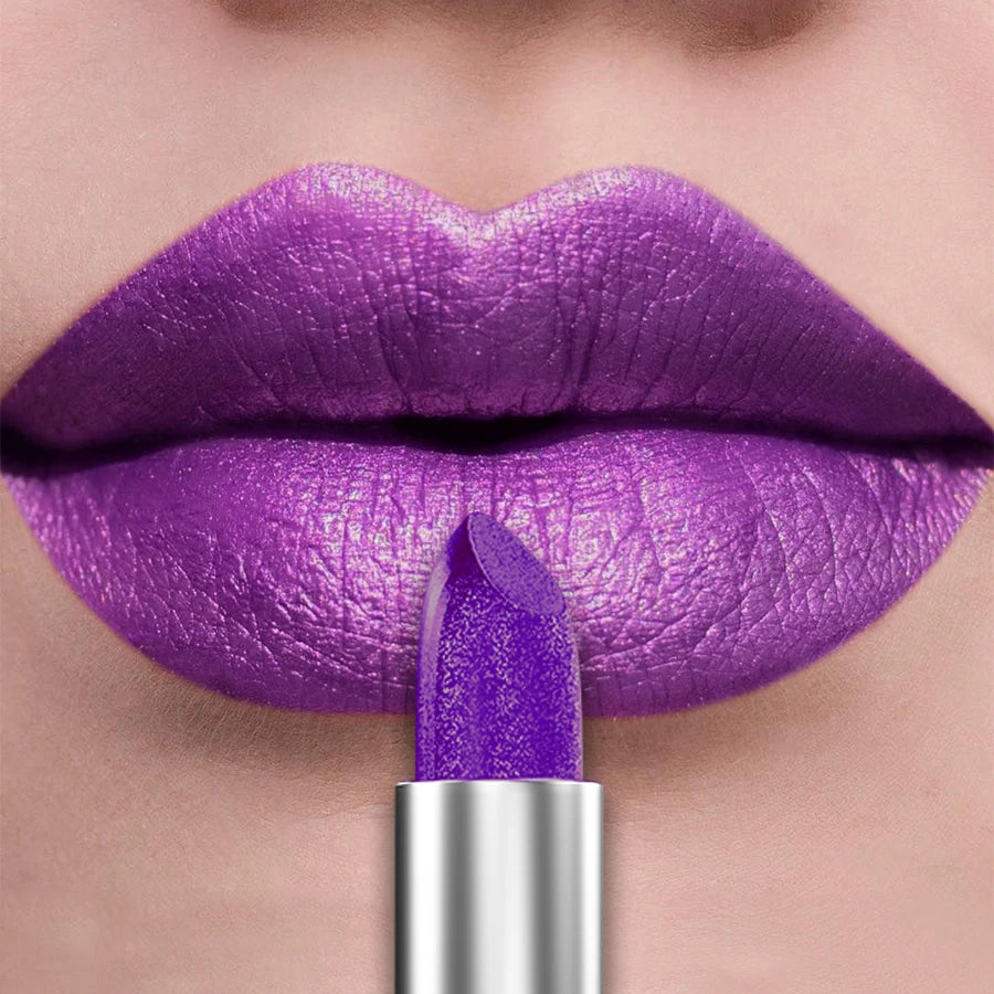 “21-Color Metallic Lipstick – Bold, Glittery, Long-Lasting Pearlescent Matte Lip Tint”