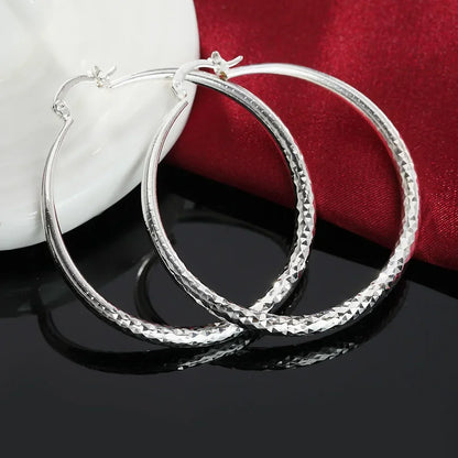 “925 Sterling Silver Circle Hoop Earrings - 5CM Fashion Jewelry for Women.”
