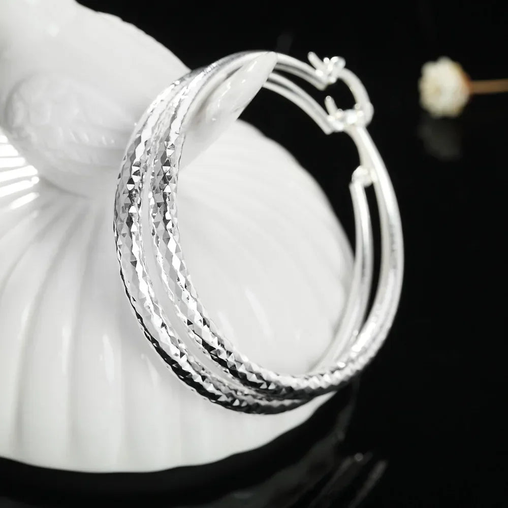“925 Sterling Silver Circle Hoop Earrings - 5CM Fashion Jewelry for Women.”