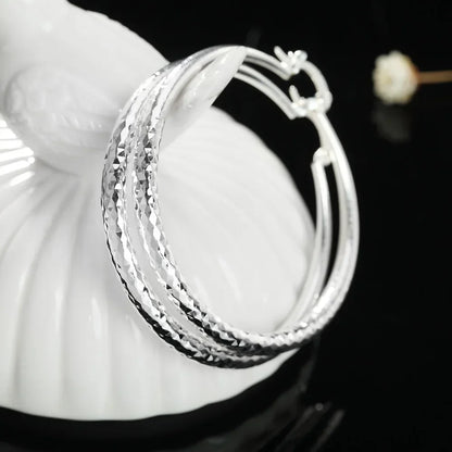 “925 Sterling Silver Circle Hoop Earrings - 5CM Fashion Jewelry for Women.”