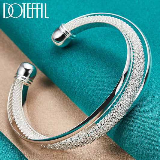 “925 sterling silver large smooth reticulated bangle bracelet, wedding engagement jewelry.”