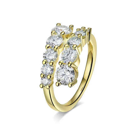 “Full Moissanite ring, 10 gems, 925 sterling silver, flawless wedding band.”