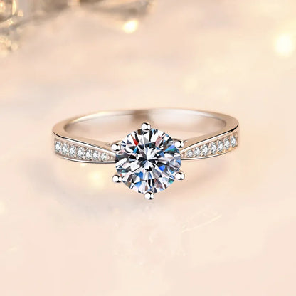 “Real 3 Carat Moissanite Ring Women 925 Sterling Silver Classic Engagement Band.”