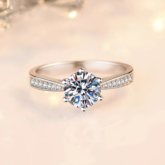 “Real 3 Carat Moissanite Ring Women 925 Sterling Silver Classic Engagement Band.”