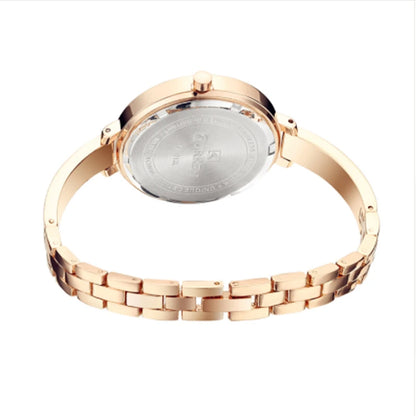 “Fashion Gold Women’s Watch, Stainless Steel, Ultra-Thin Quartz, Romantic Clock.”