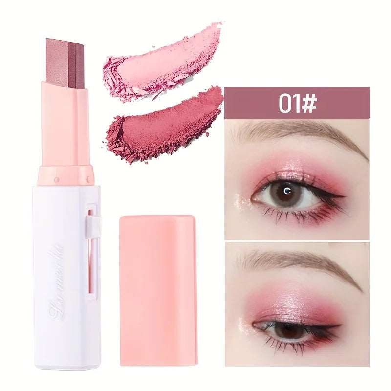 “2-in-1 waterproof highlighter and eyeshadow stick, long-lasting glitter eyeliner.”