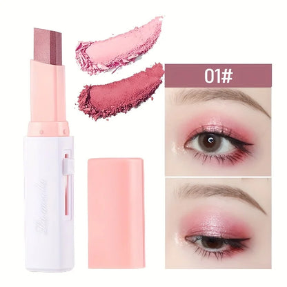 “2-in-1 waterproof highlighter and eyeshadow stick, long-lasting glitter eyeliner.”