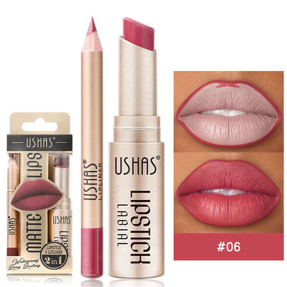 “12-color lip liner and matte lipstick set, long-lasting, easy coloring.”