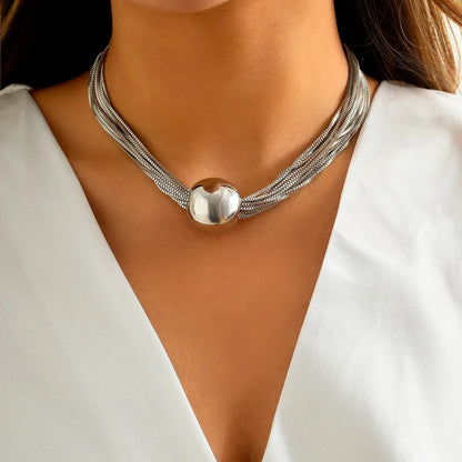 “Bold Twisted Chunky Necklace with Ball Pendant for Women & Men – Steampunk Punk Choker”