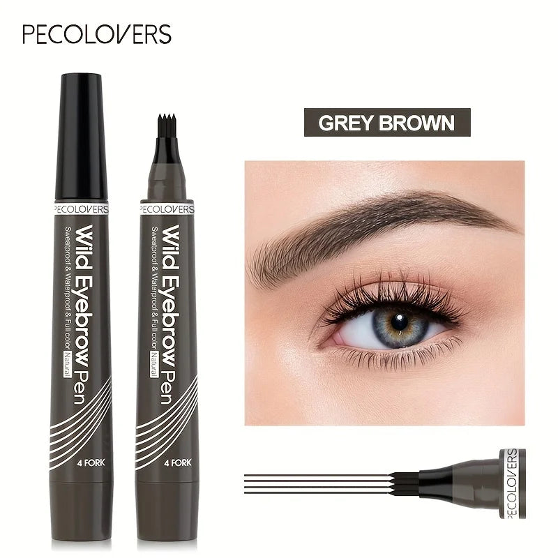“Waterproof 4-Tip Eyebrow Pen – 6 Colors, Long-Lasting Tattoo Effect for Natural Brows”