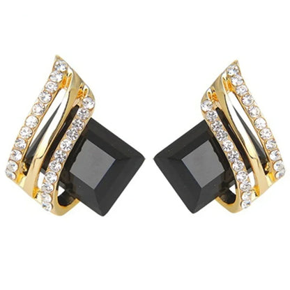 “Gold-Plated Zircon Earrings for Women - Elegant Anniversary Jewelry.”