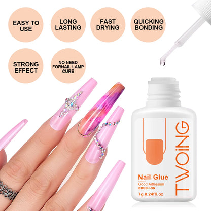“5pcs/2pcs Super Strong Nail Glue for False Tips Acrylic Nails Long Lasting”