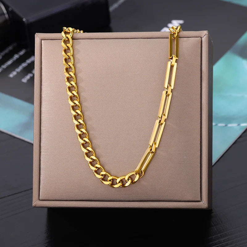 “316L Stainless Steel Heart Necklace - Multilayer Gold Goth Jewelry.”
