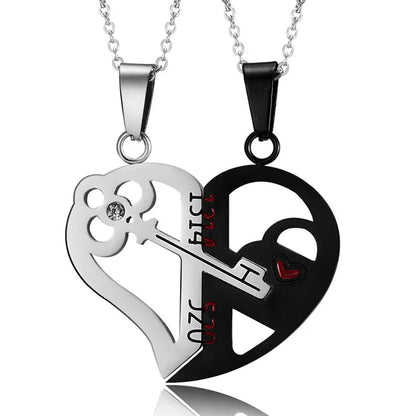 “Simple Couple Pendant Necklace – Electrocardiogram & Magnetic Heart Design, Valentine’s Day Gift”