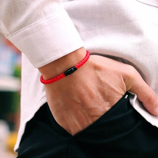 “Grade A Keel Rope Bracelet - Lucky Red Thread Magnetic Bracelet for Couples, Wealth & Prosperity.”
