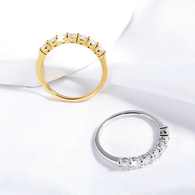 “0.7CT moissanite gemstone ring, 925 silver, stackable wedding band, white gold gift.”