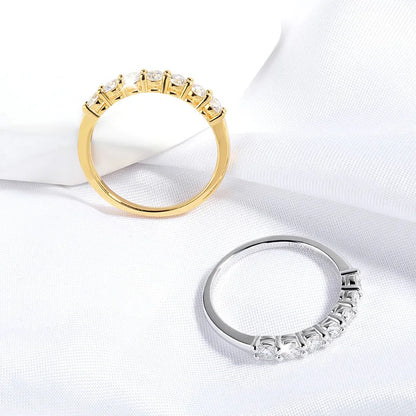 “0.7CT moissanite gemstone ring, 925 silver, stackable wedding band, white gold gift.”