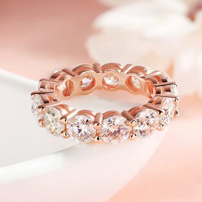 “Rose Gold Color Moissanite Rings 3-5mm Women Wedding 925 Sterling Silver Jewelry.”