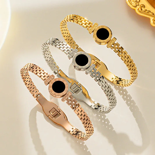 “Men’s Women Roman Digital Stainless Steel Bracelet Perfect for Date Party Gifts”