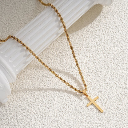 “Stainless Steel Cross Pendant Necklace for Men & Women - Gold Minimalist Jewelry.”