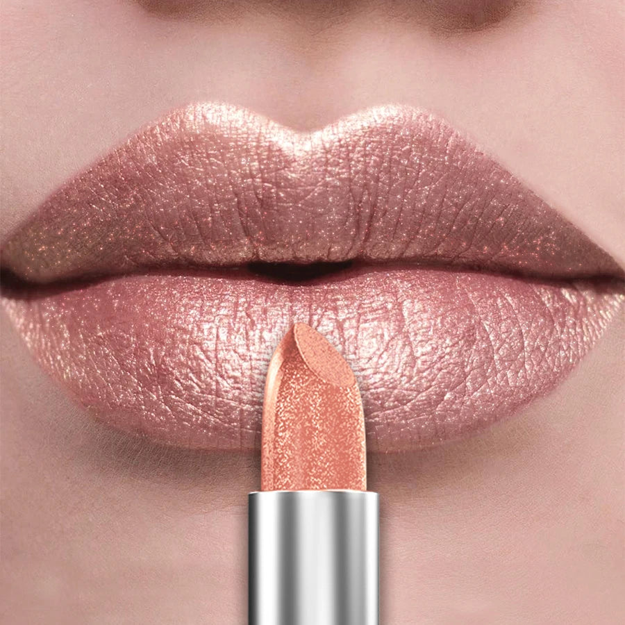 “21-Color Metallic Lipstick – Bold, Glittery, Long-Lasting Pearlescent Matte Lip Tint”