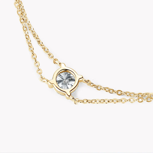 “1ct Moissanite Bracelet, 925 Silver Double Chain, Elegant Wedding Jewelry Gift.”