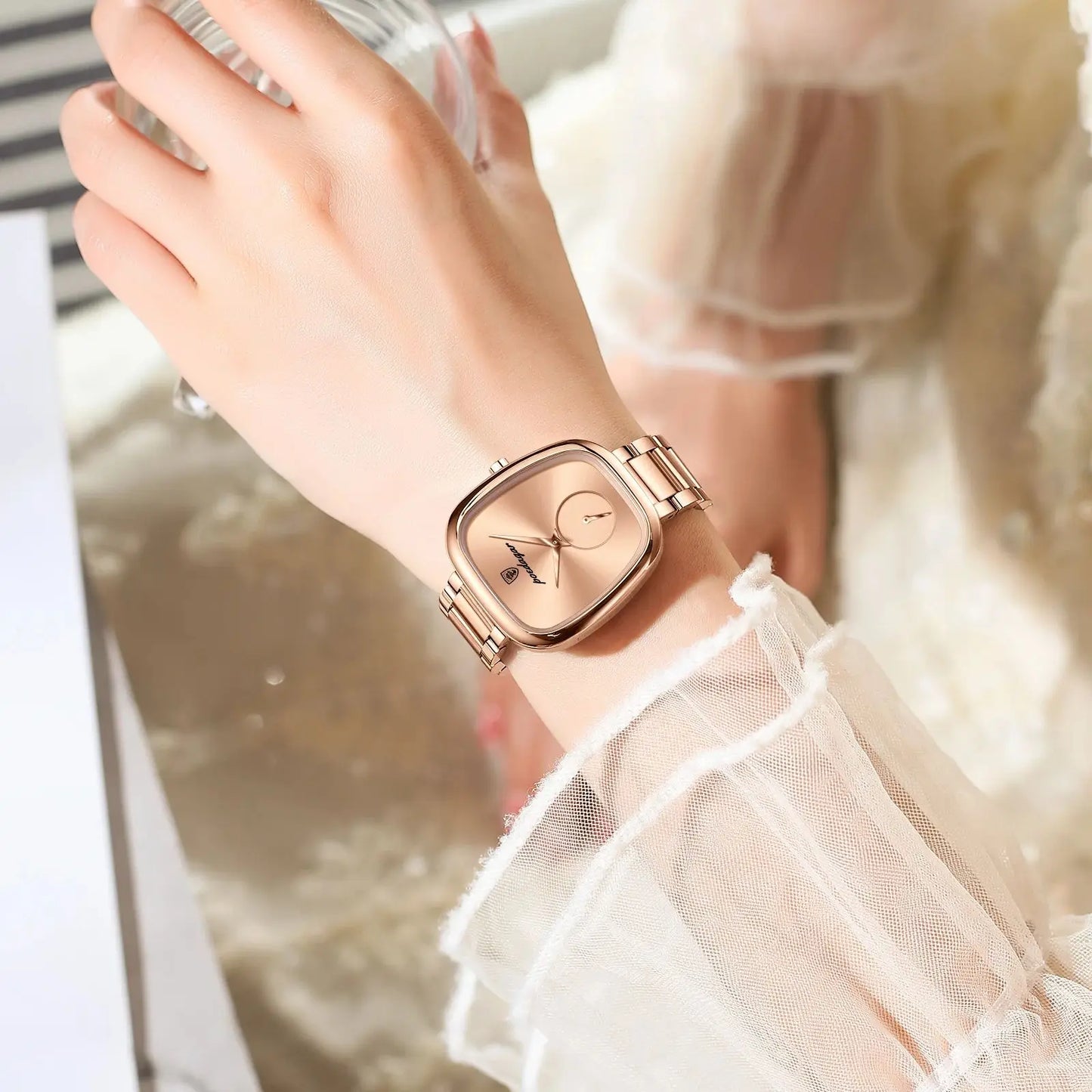 “Luxury Waterproof Stainless Steel Quartz Watch for Women, Elegant High-Quality Timepiece.”