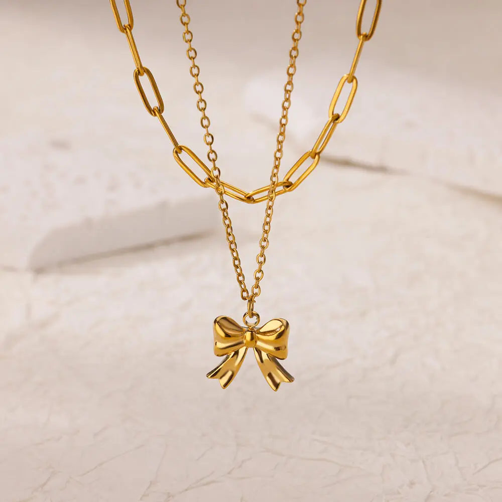 “316L Stainless Steel Heart Necklace - Multilayer Gold Goth Jewelry.”