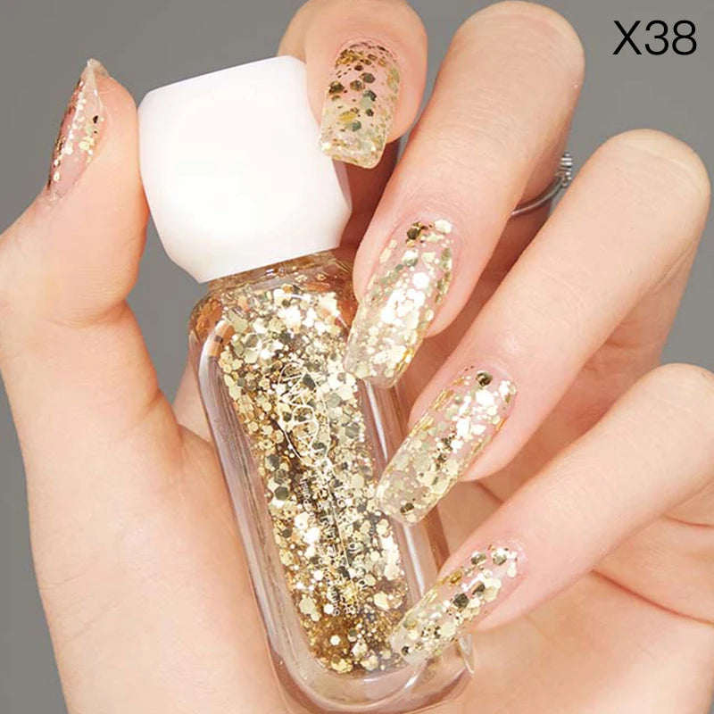 “10ml Water-Based Peel Off Nail Polish, Glitter Colors, Manicure Supplies”
