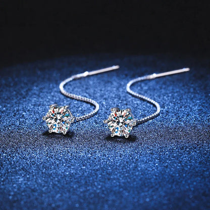 “1CT Moissanite earrings, sterling silver, white gold plated, elegant drop design.”