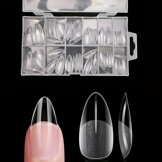 “120Pcs Full Cover Gel Nail Tips, Stiletto, Almond, Square, Coffin French Styles”