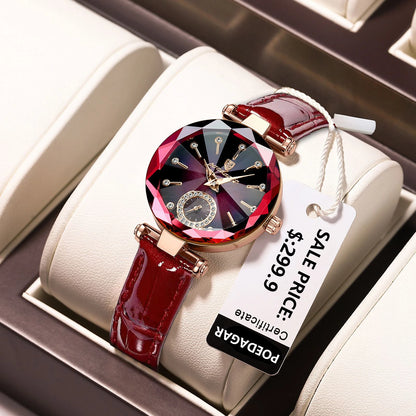 “Luxury Waterproof Leather Women’s Watch, Quartz Movement, Elegant Fashion Gift.”