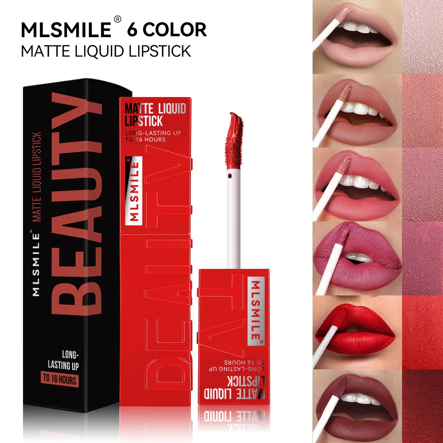 “6-Color Non-Stick Velvet Satin Lip Gloss, Waterproof, Long-Lasting Matte Liquid Lipstick”