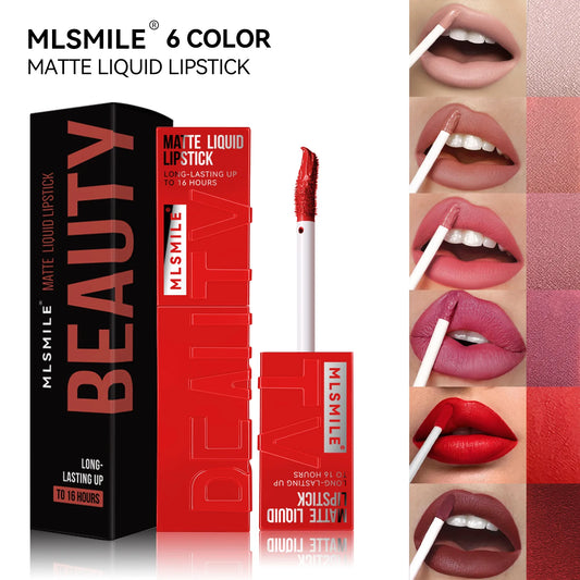 “6-Color Non-Stick Velvet Satin Lip Gloss, Waterproof, Long-Lasting Matte Liquid Lipstick”