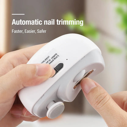 “Rechargeable electric nail clipper with grinding, polishing, light—automatic trimmer.”