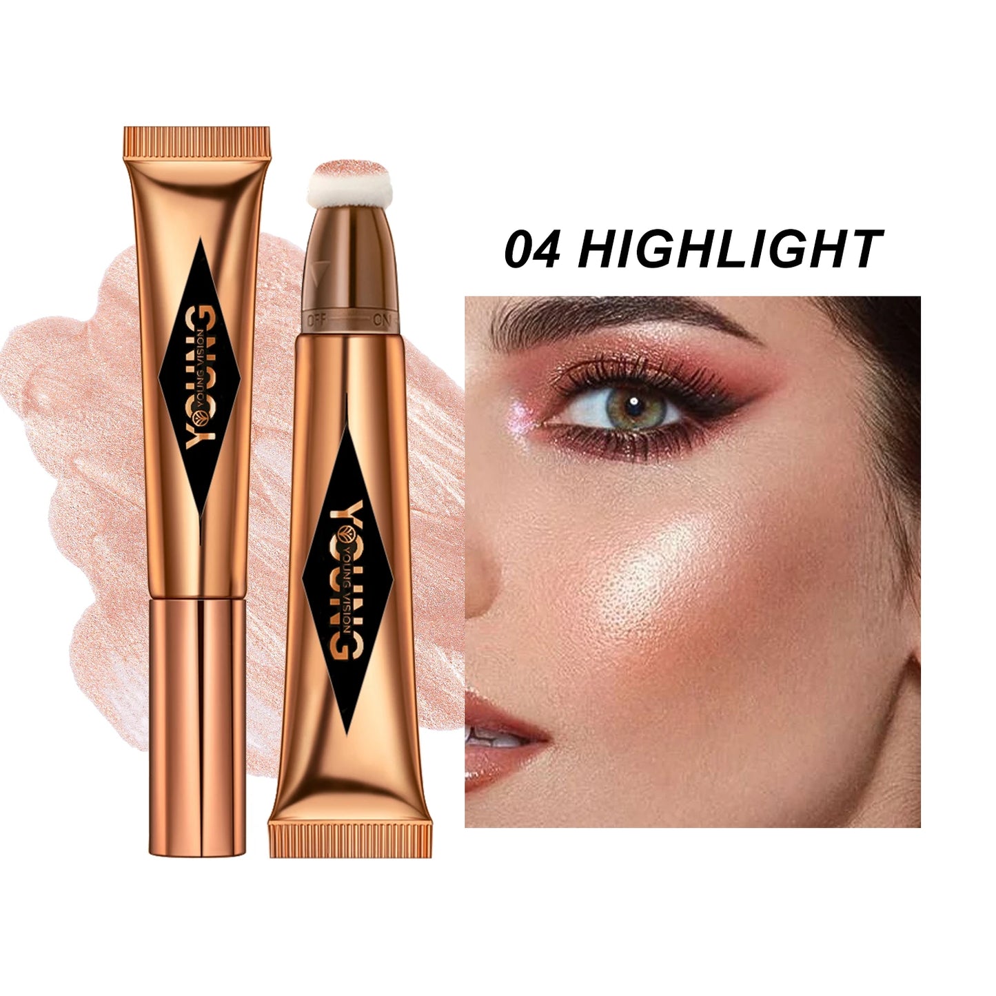 “YOUNG VISION Air Cushion Powder Blusher – High Gloss Stick, Liquid Rouge, 6 Color Options”