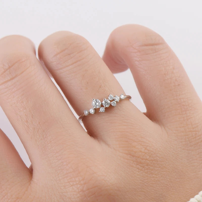 “Round Moissanite Diamond Rings, 925 Silver, Certified Elegant Women’s Fine Jewelry.”