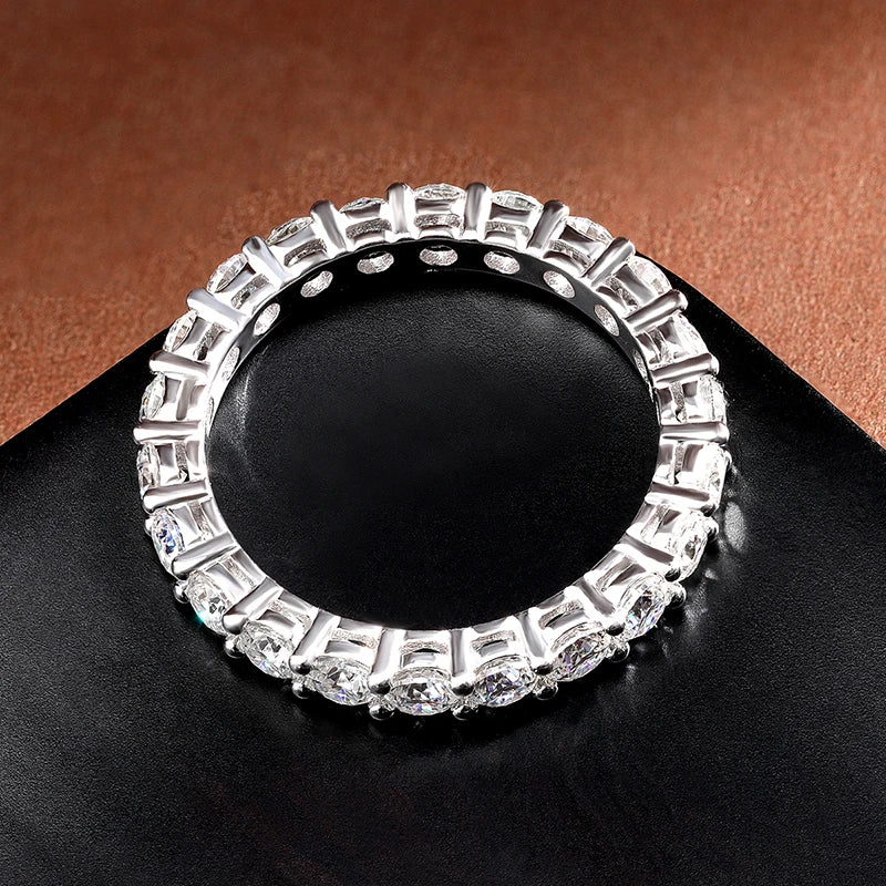 “3mm round Moissanite ring, 18K white gold, sterling silver, wedding jewelry.”