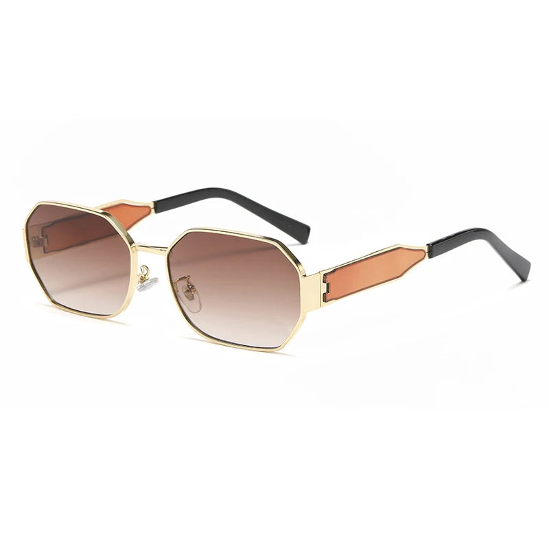 “Vintage rectangle sunglasses, retro metal frame, unisex designer black eyewear.”
