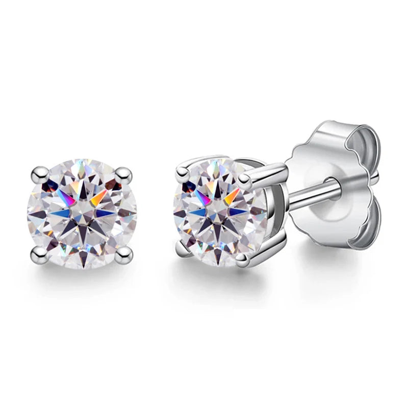 “0.1-3CT moissanite stud earrings, 925 silver, platinum plated, GRA certified wedding jewelry.”