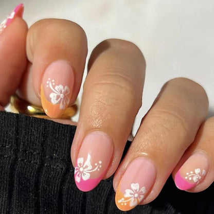“24PCS Medium Stiletto Pink Press-On Nails – Full Cover Fake Nail Set with Love Design”